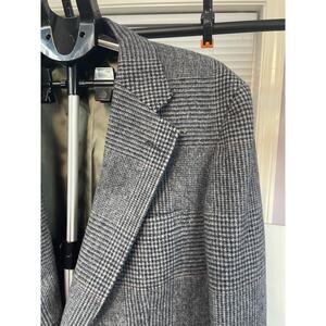 Cricketeer Mens Wool Sport Coat 44R Glen Plaid Gray Blazer USA + Scarf